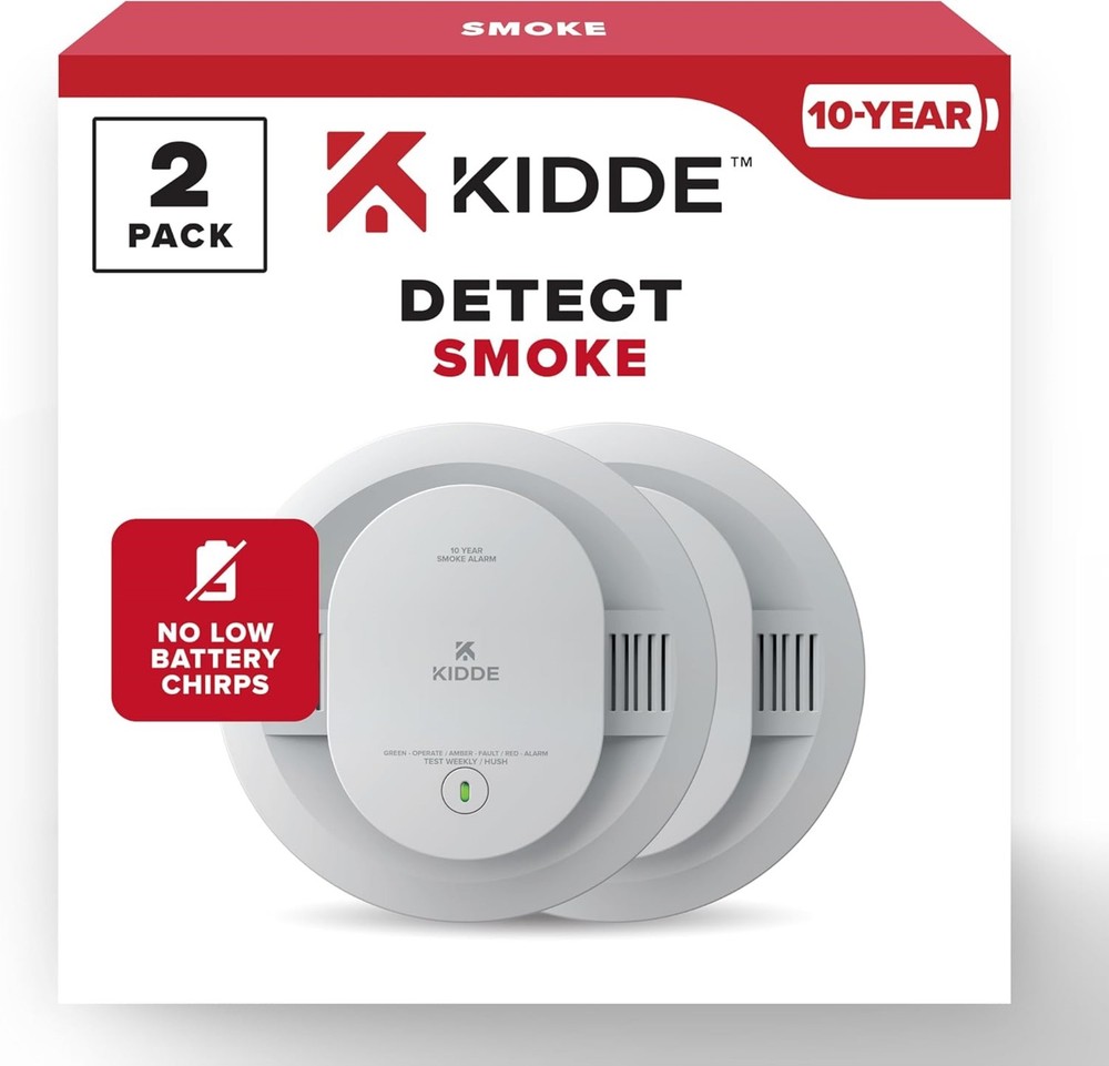 Kidde LED Warning Light Indicators Smoke Detector, 2 Pack - Battery Powered