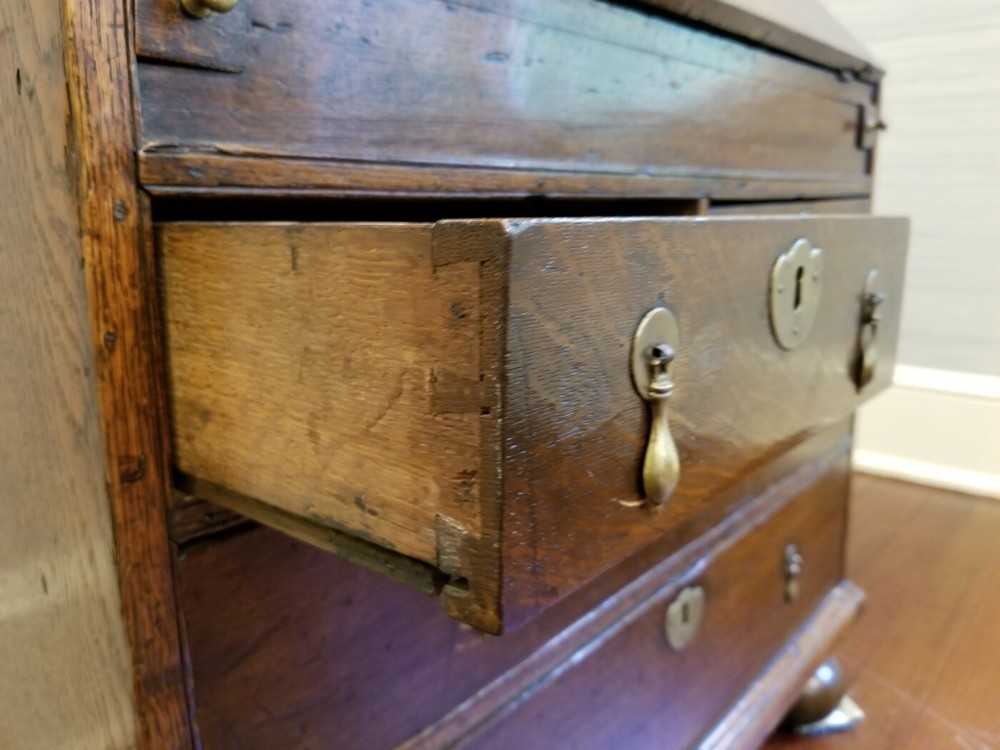 17th Century English Walnut Double Dome Bureau Or Bookcase