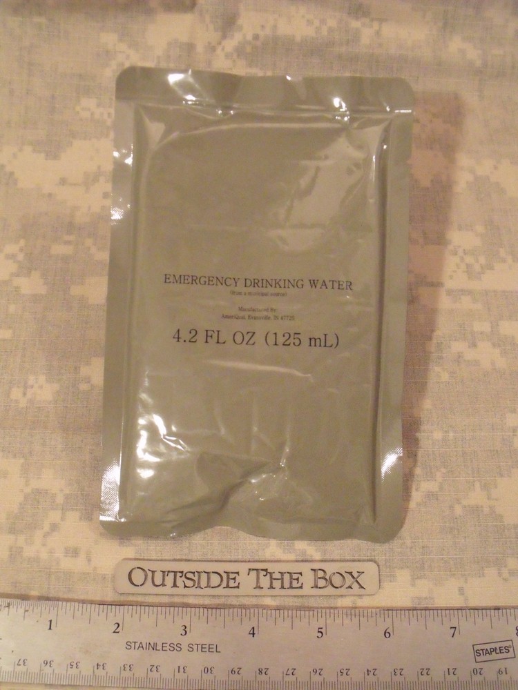 Emergency/Survival:  Emergency Drinking Water, MRE Pouch, 4.2 ounces, AmeriQual