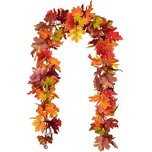 2 Pack Fall Garland Decoration - 5.8ft/Strand Artificial Brown and Orange