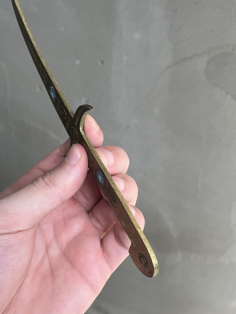 Vintage Brass Decorative Dagger with Engraved Details