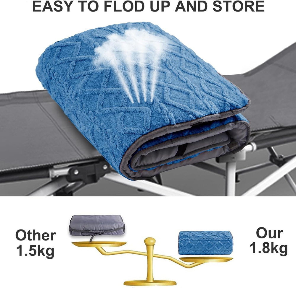 Folding Camping Cot Pad - Portable & Comfortable Outdoor Sleeping Mat with Elast