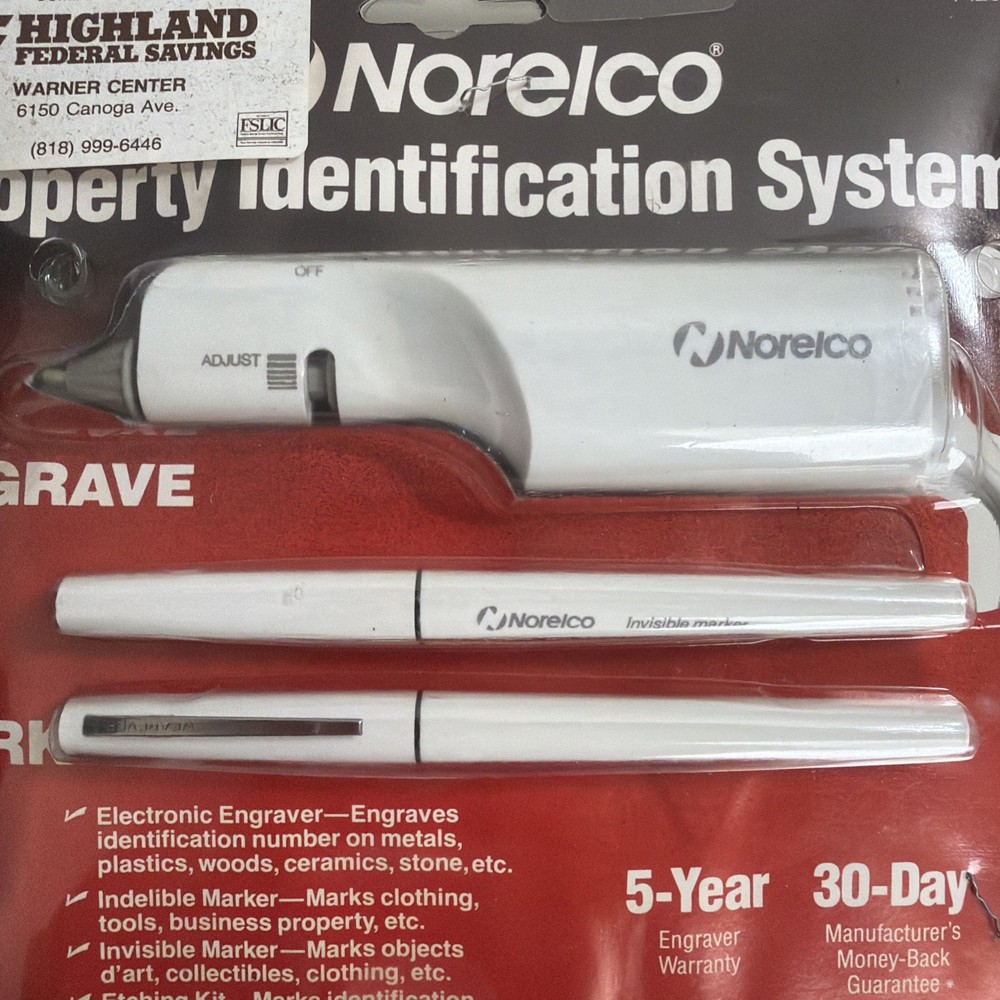 Norelco Property Identification System Kit PI2000 NOS Engrave Mark Etch USA MADE