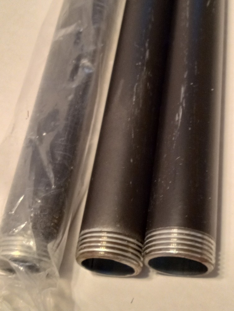 THREAD ONE END PIPE/ NIPPLE 3/4" Black Indusrial Decor Pipe 10" Long 3 Pack