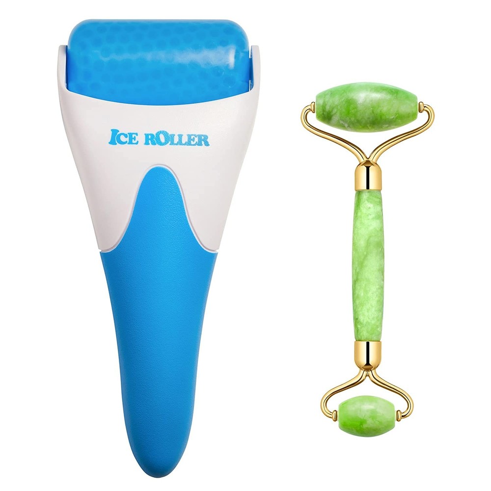 AECW (Jade Roller + Ice Roller) 2 2 Piece Set, Blue + Jade