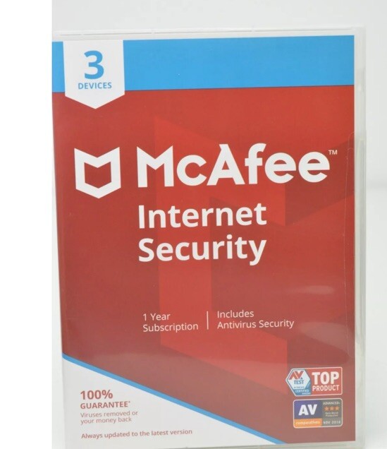 McAfee Internet Security 3 Device Antivirus Software 1 Year Free Shipping No Cd