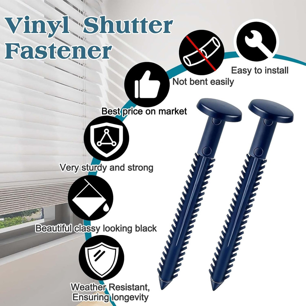 60Pcs 3 Inch Vinyl Shutter Fasteners, Window Shutter Panel Pegs Shutter Screws L
