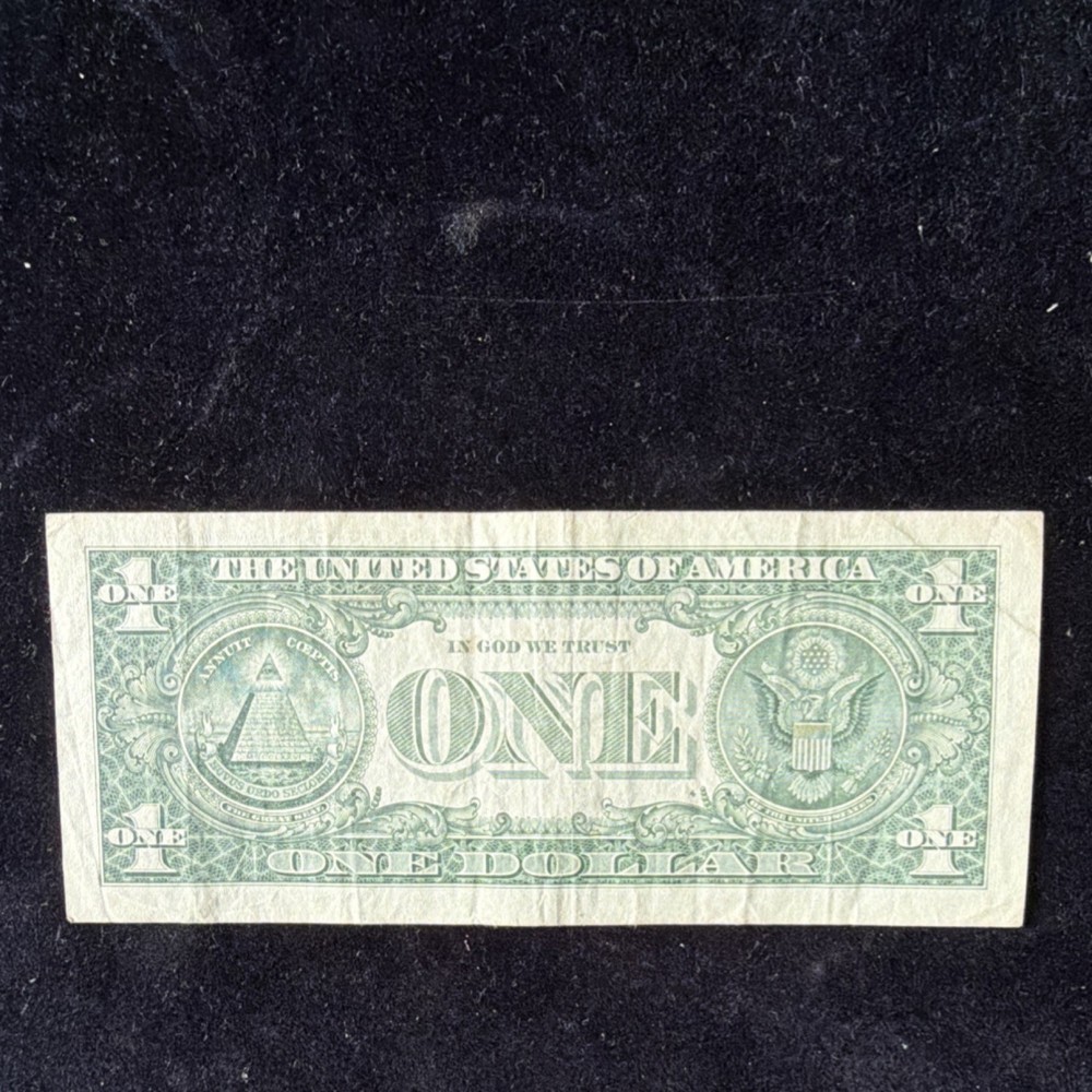$1 US Dollar Bill Error Note F89989882B Misaligned Partial Print trinity four 8s
