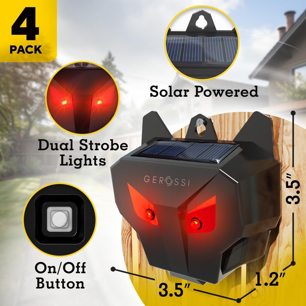 Solar Nocturnal Animal Repeller 4 Pack - Effective Repellent Device for Coyot...