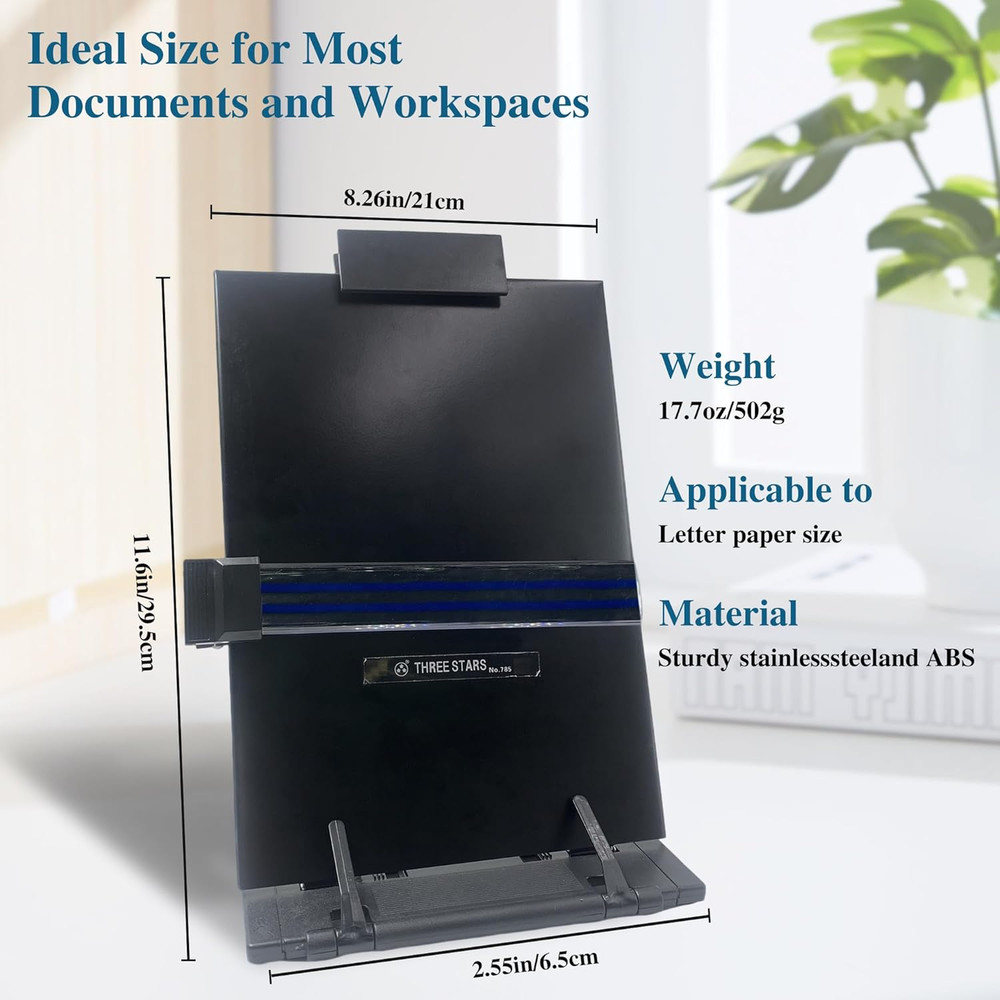 Desktop Document Book Holder with 7 Adjustable Positions, Black Document Holder