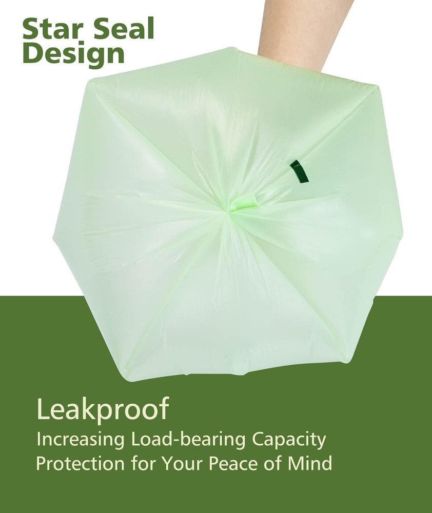 2.6 Gallon Compost Bags with Handle Tie, 75 Count Small Biodegradable TrashBa...