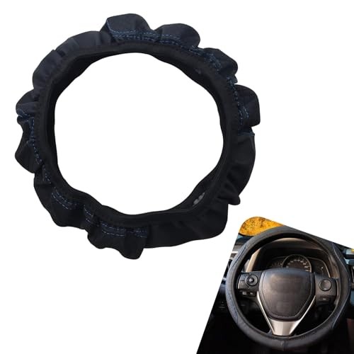 Steering Wheel Cover, Soft Microfiber Leather Double Circle 1 PC Black & Blue