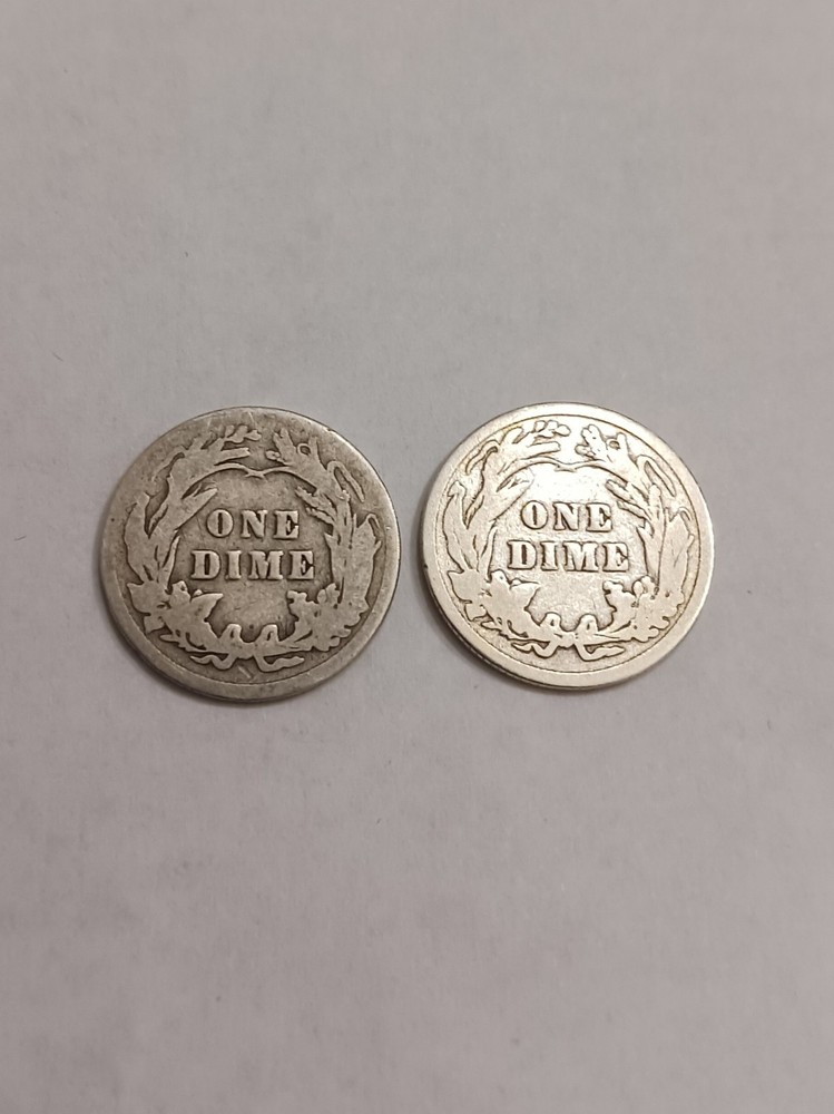 Barber Silver Dimes 1913 1914 Coins