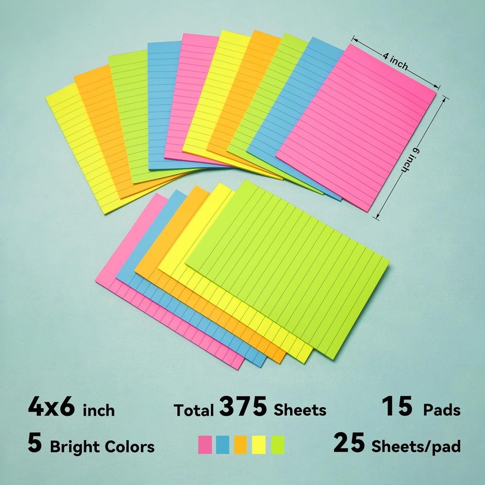 Lined Stiy Notes in Post, Lar Stiy Pads with Lines Self-Sti Note