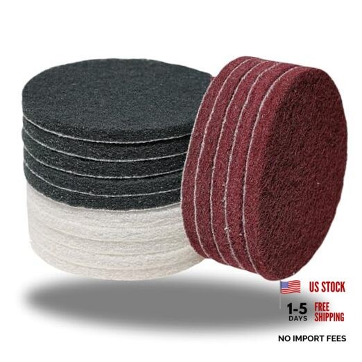 15 Pack Hoop and Loop Multipurpose Scrubber Scouring Pads - Flocking 5 Inch