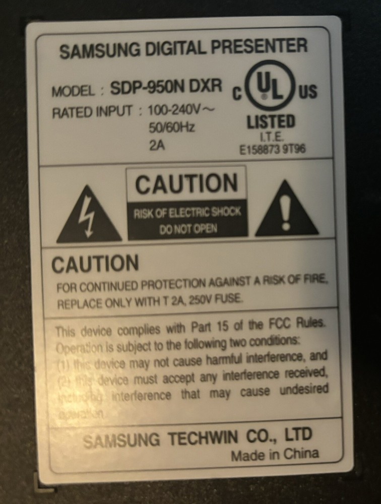 Samsung SDP-950R Digital Presenter Overhead Projector Document Camera Working