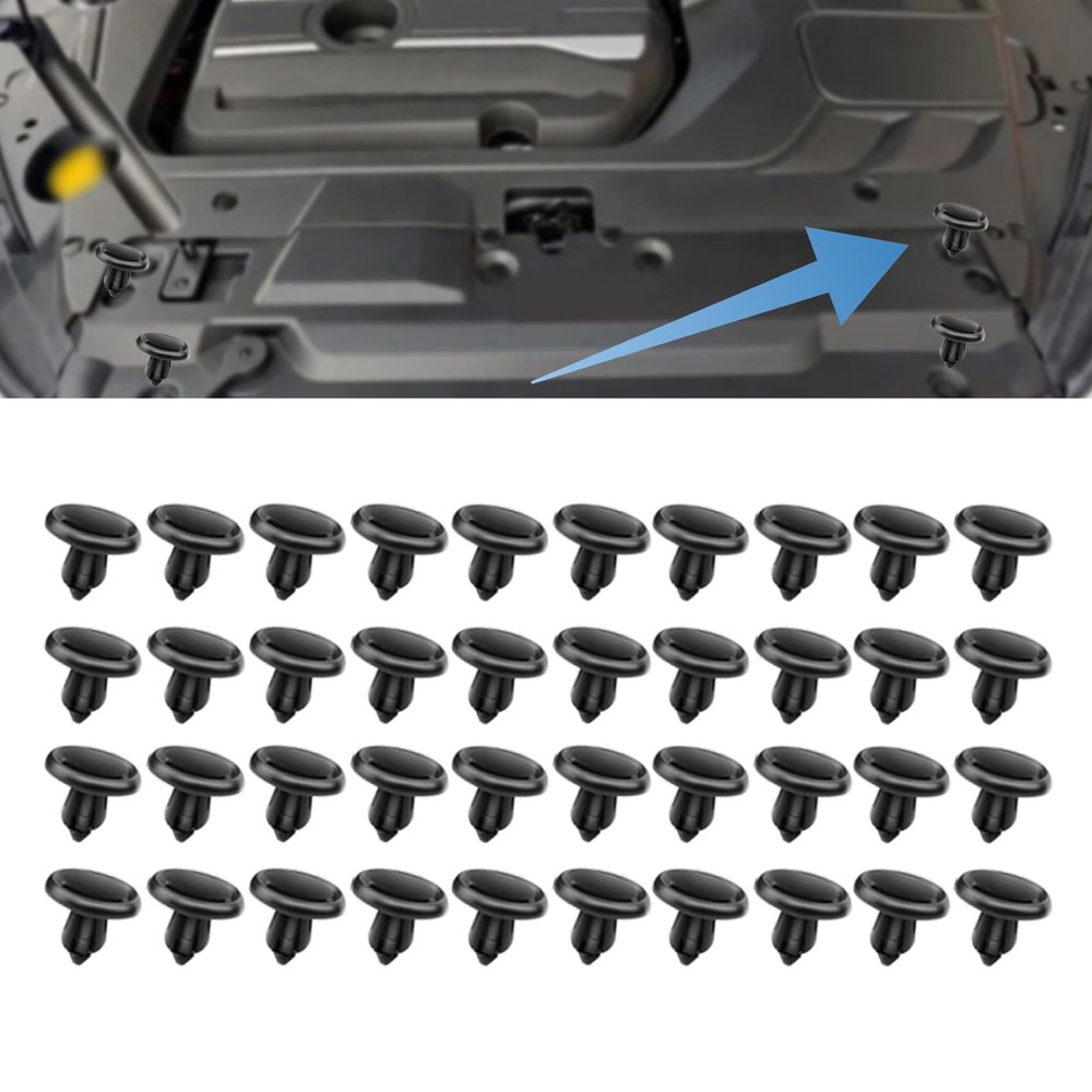 Kutyun 40PCS Engine Under Cover Push-Type Retainer Clips, Car One Size, Black