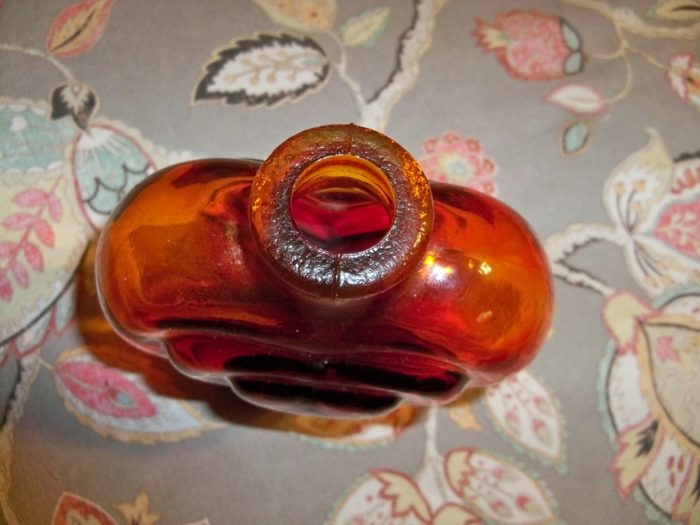 Triple Heart Ruby Red Amberline 8" Perfume Bottle With Stopper - NICE!