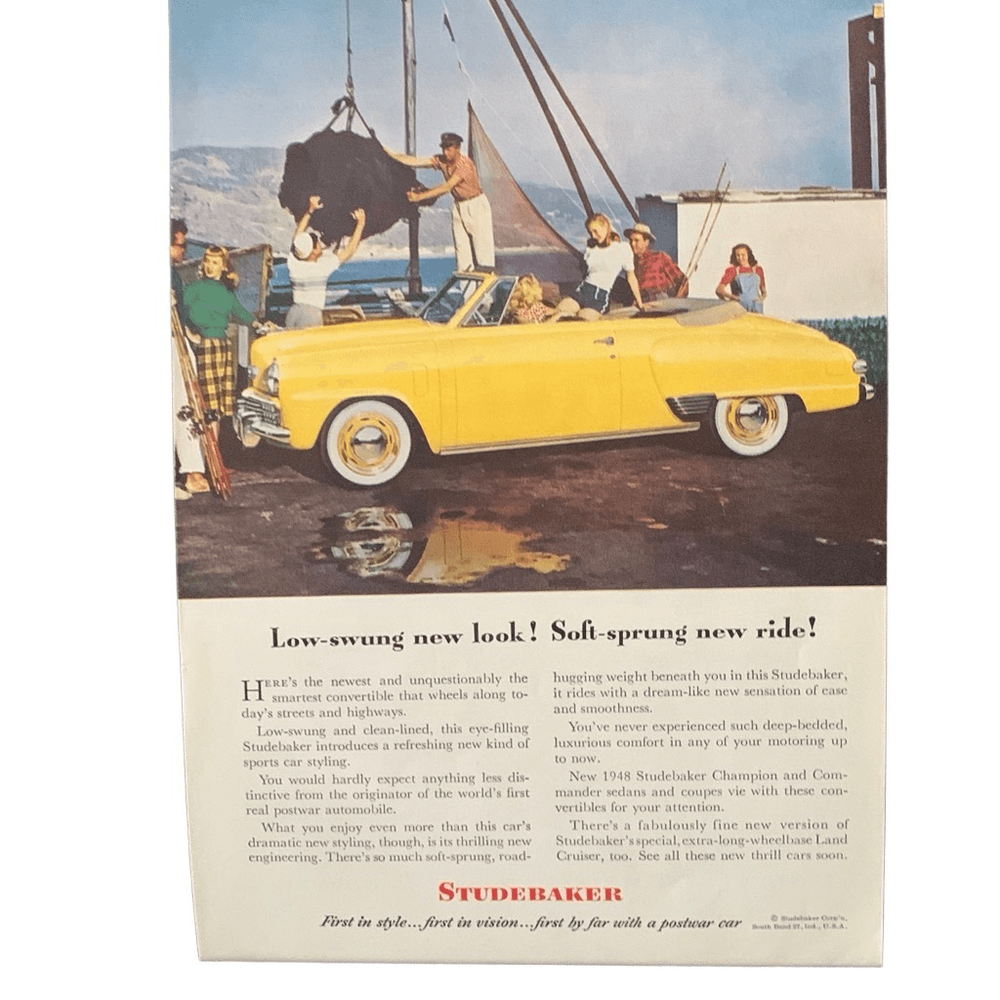 Vintage 1948 Studebaker Low Swung New Look Ad Advertisement