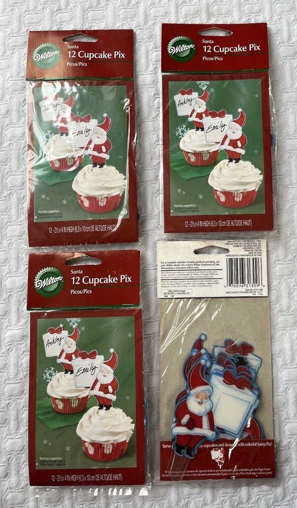 48 WILTON Santa Cupcake Pix - Write name on tags