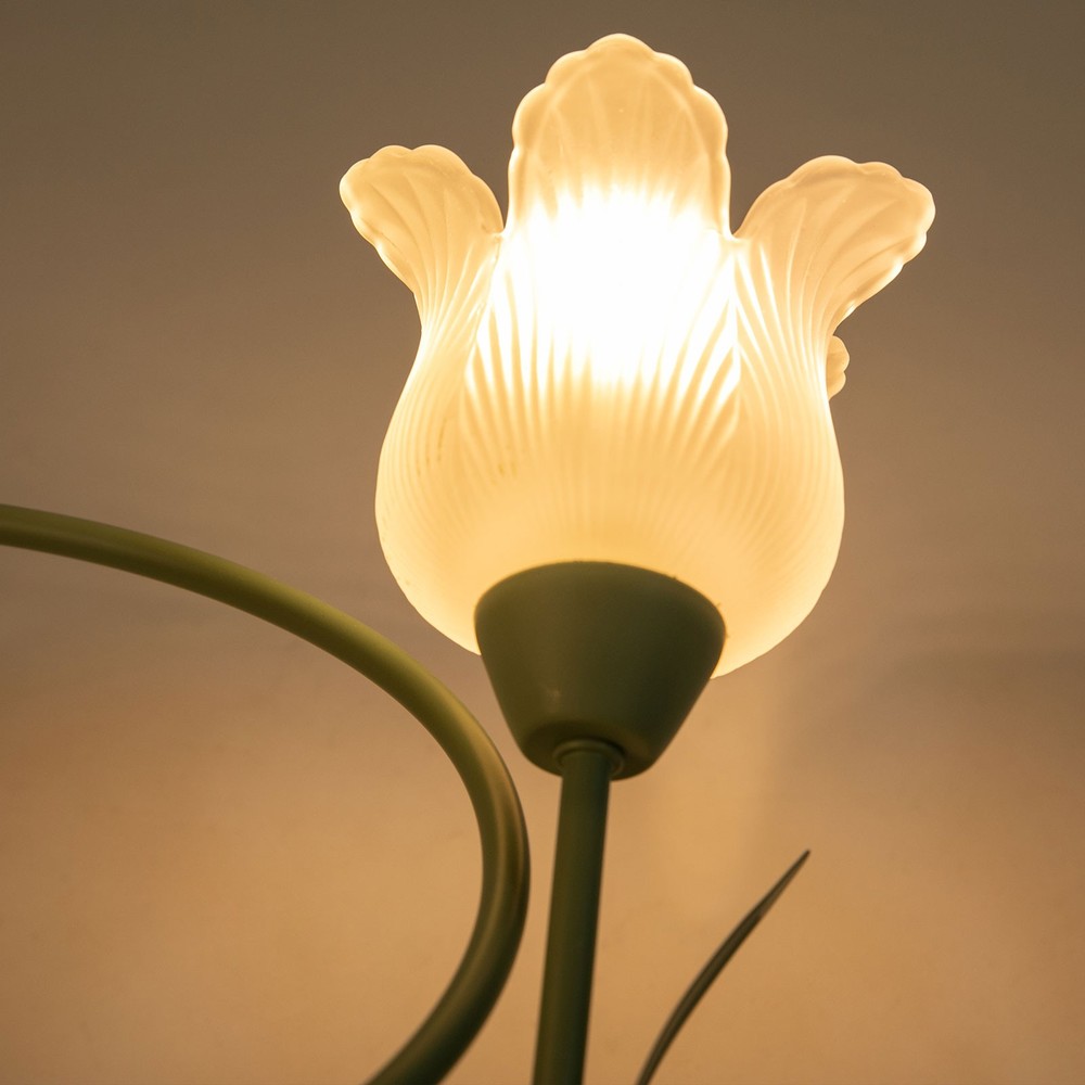 Mid Century Ceiling Light 4-Light Rounded Floral Shade Ceiling Chandelier