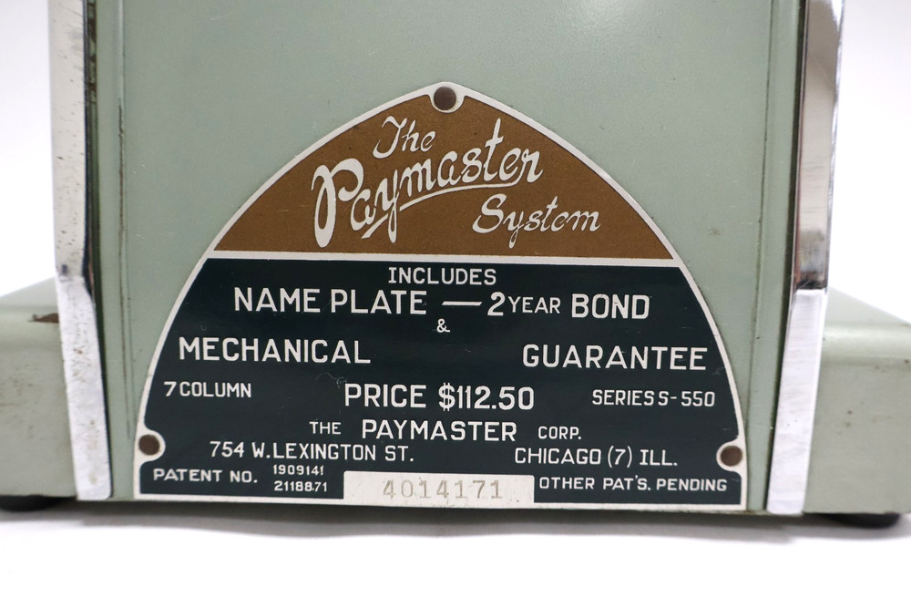 Vintage Paymaster System Check Writer Protector Series S-550 7 Column "No Key"