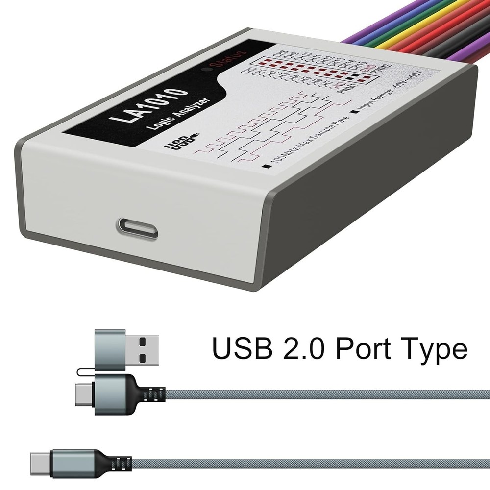 16 Channel USB Logic Analyzer - 100MHz Portable Instrument for Windows/Mac/Linux