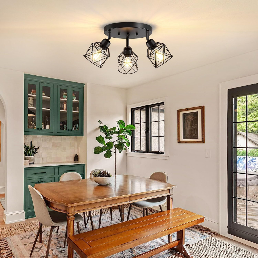 3-Light Kitchen Flush Mount Ceiling Light, Adjustable Multi-Directional Ceili...