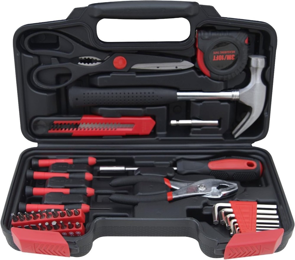 Household tools kit with storage toolbox