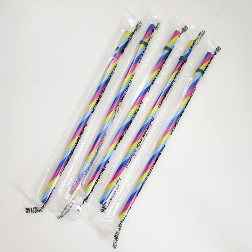 Starbucks Reusable Cold Cup Rainbow Stripe Swirl Replacement Straw 9.4"