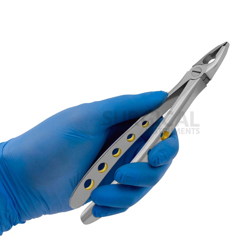 Heavy Duty Extraction Forceps #F3 Gold Hollow Python Grip Handle German Grade