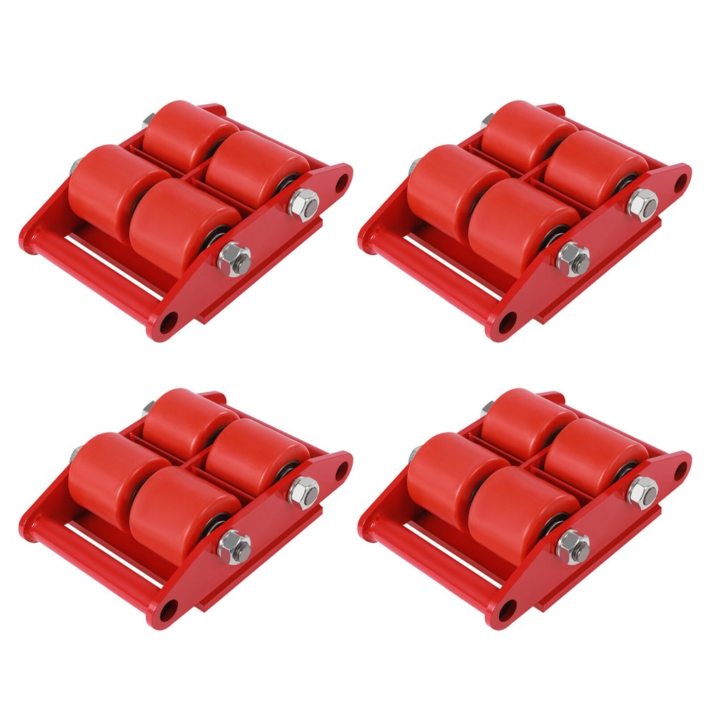4Pcs 6T 4 Rollers Machine 360° Rotation Dolly Skate Machinery Mover Cap w/Handle