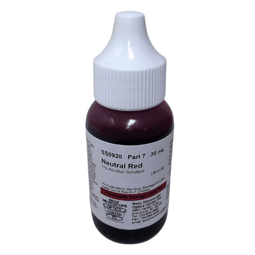 Benz Microscope Neutral Red 1% Aqueous Solution Slide Stain, 30mL