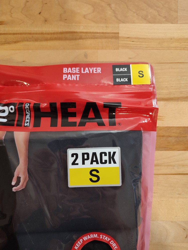 Men's 32 Degrees Heat Stretch Quick-Dry Soft Base Layer Pants 2 Pack Small