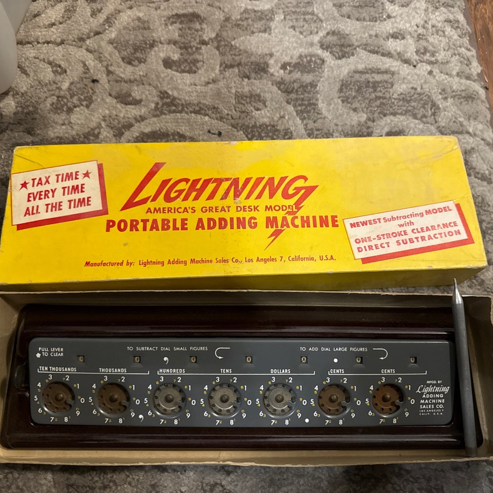 Vintage Lightning Portable Adding Machine