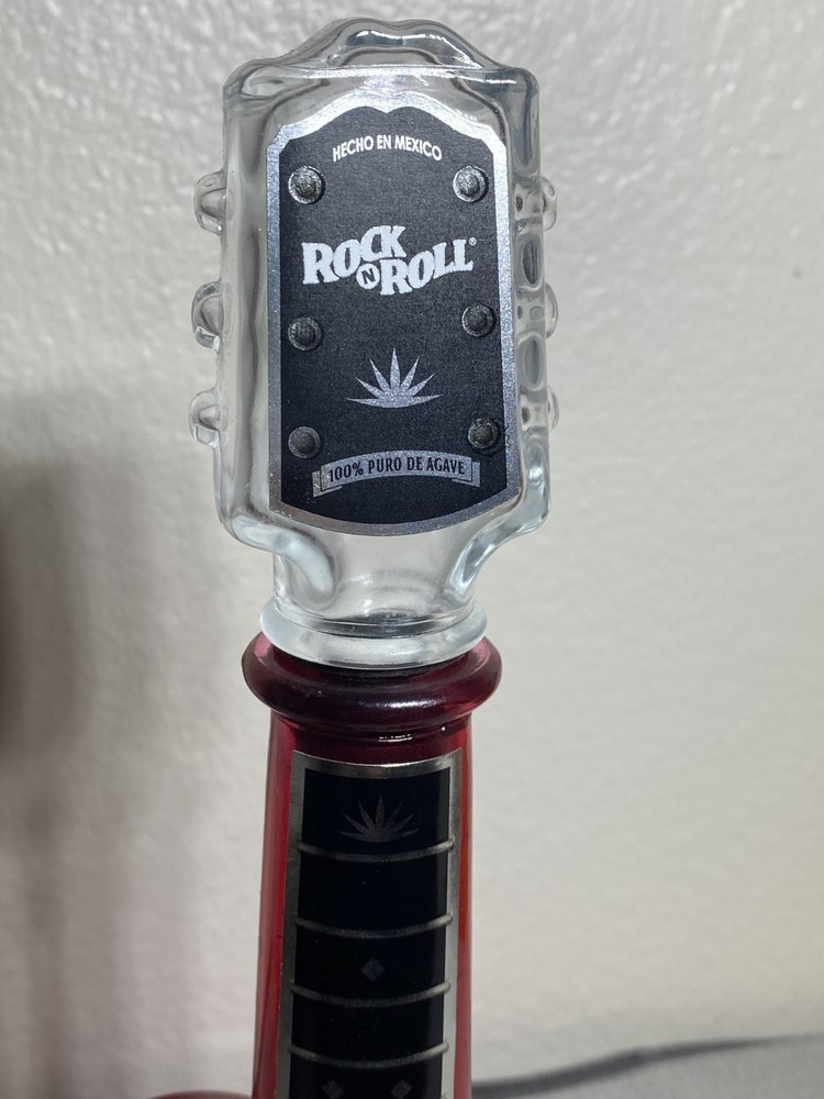 2 Rock N Roll Mango & Strawberry Guitar Shaped Tequila 750ml EMPTY Bottles
