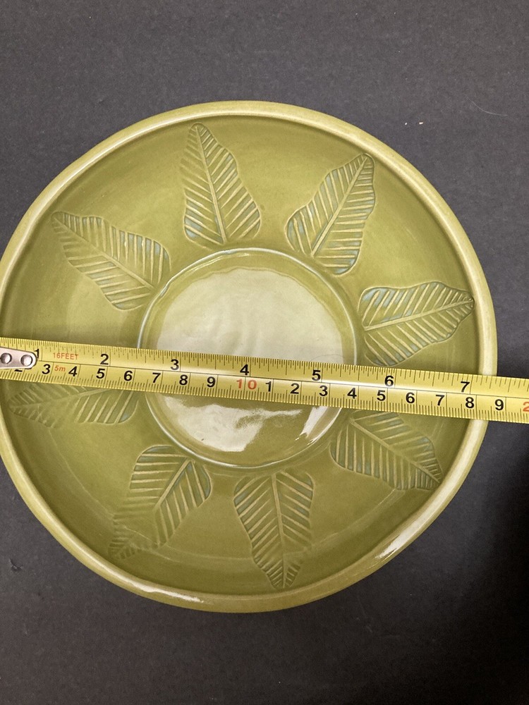 Hand Thrown Pottery Chartreuse Green Bowl 7.5” Diameter Marked