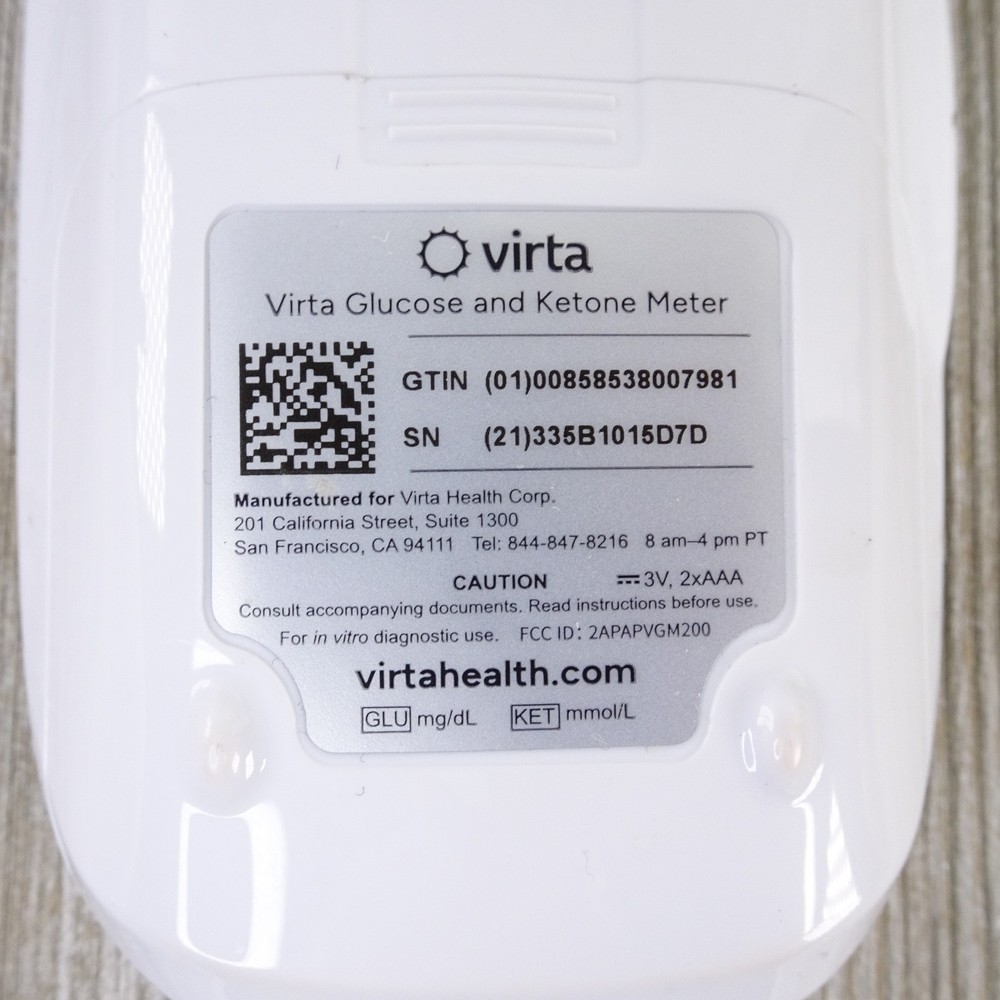 Virta Glucose & Ketone Meter w/ Case Digital Display Portable Bluetooth + 2 AAA