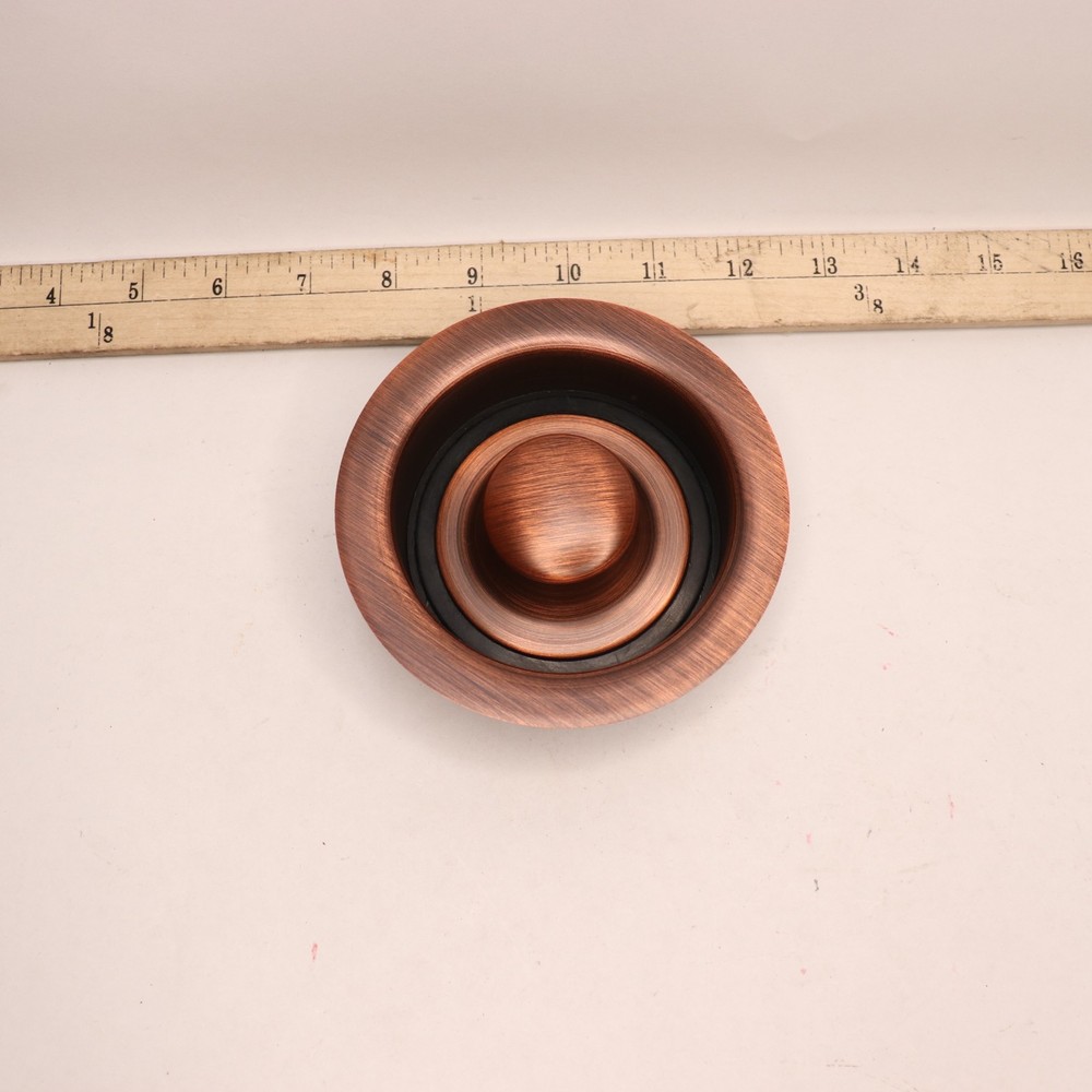 Kitchen Sink ISE Disposal Flange Drain w/ Stopper Solid Brass Antique Copper