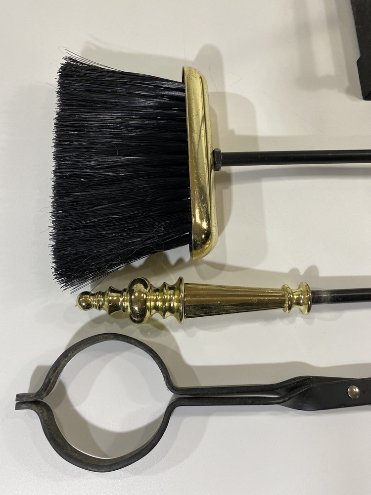 Fireplace Tool Set Gold Black, Brass, Vintage, Fire Place, Missing Shovel