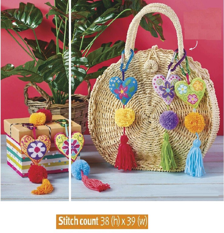 HEART CHARMS  CROSS STITCH PATTERN ONLY    EK - RAV