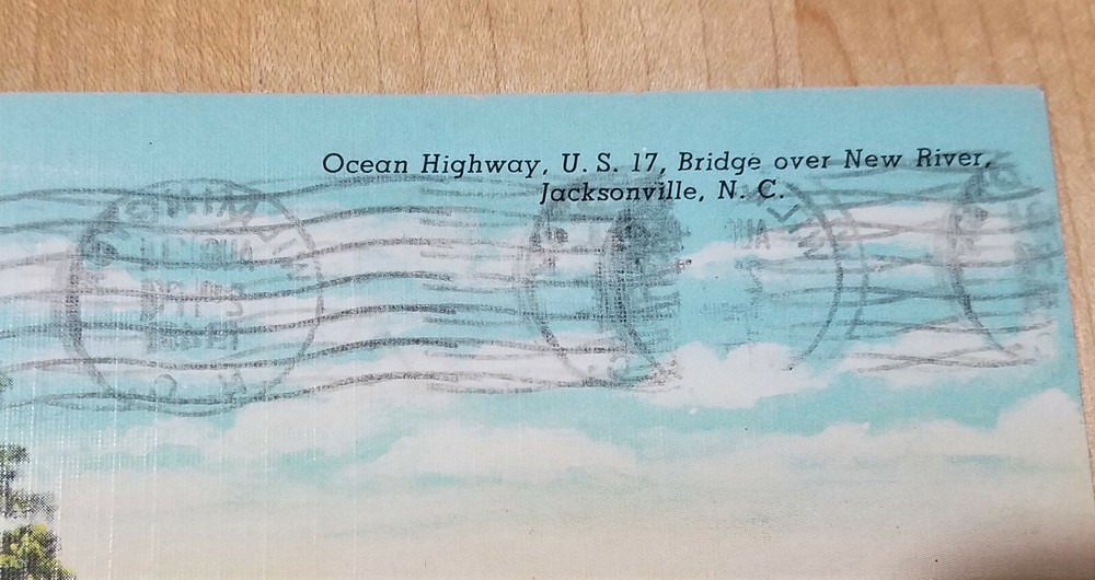 1 Cent Gg Washington STAMP Smudge MULTIPLE FRONT POSTMARKS NC postcard 17 Bridge