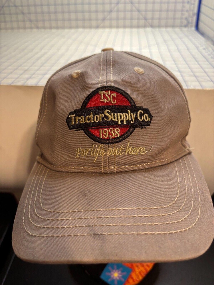 Tractor Supply Co. 1938 Tan hat contrast stitching Embroidered cap TSC 6 panel