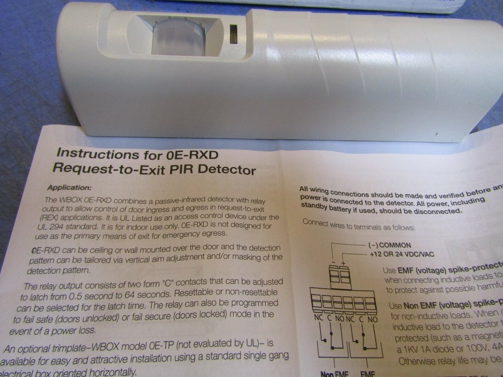 1– W Box 0E-RXD Request to Exit Detector Passive Infrared Fully Programmable NEW