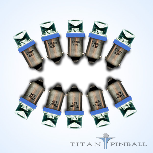(10 Pack) - 6.3 Volt LED Bulb Concave 44/47 Base (BA9S) Pinball - BLUE