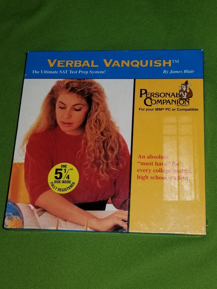 Verbal Vanquish SAT Prep SEALED 5.25 Disk Personal Companion PC IBM Software