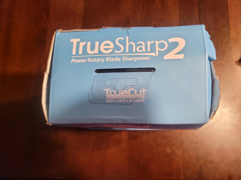 TRUE SHARP 2 High Quality Power Rotary Blade Sharpener Blue New/Open Box