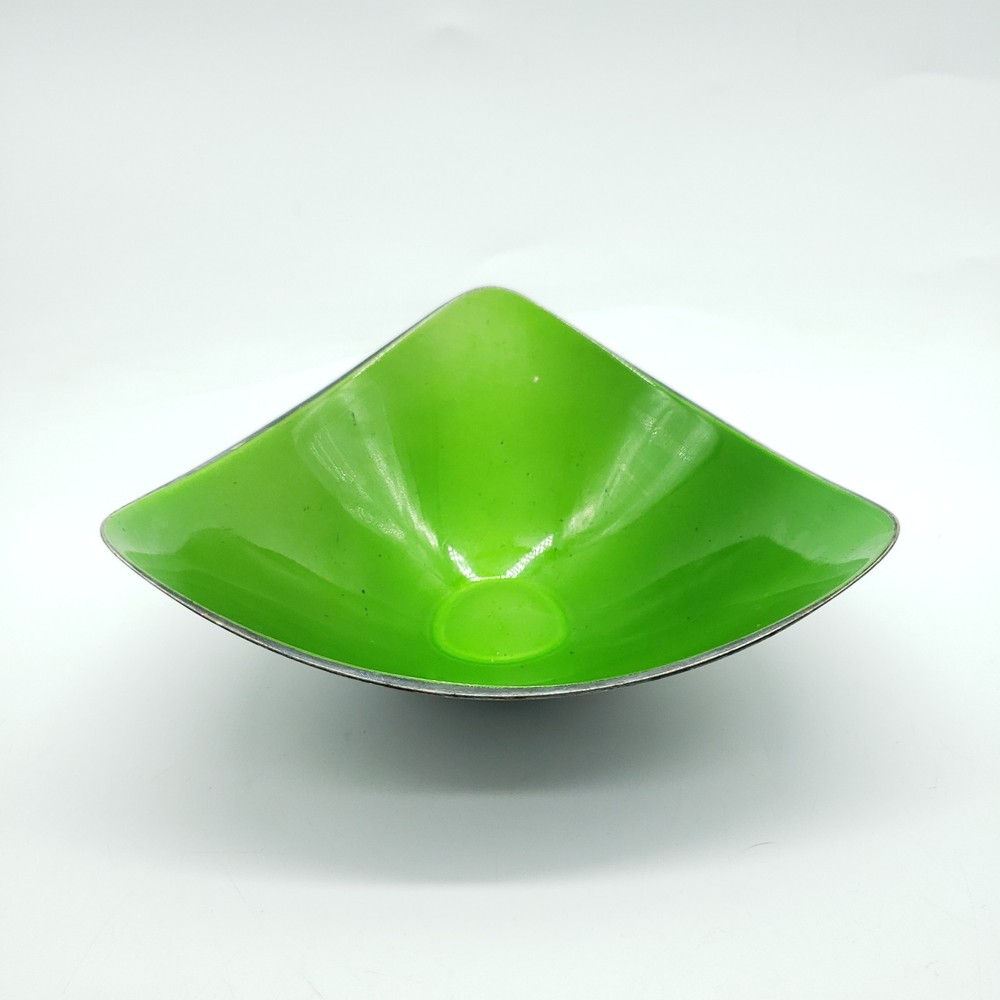 Reed & Barton Triangle Shaped Bowl #241 Green Enamel Silver-plated