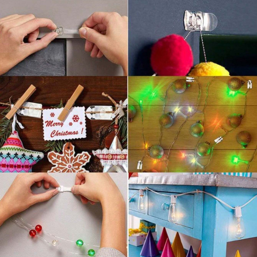 20pcs Mini Hook Self-Adhesive Detachable Traceless Decor Transparent Thread Hook