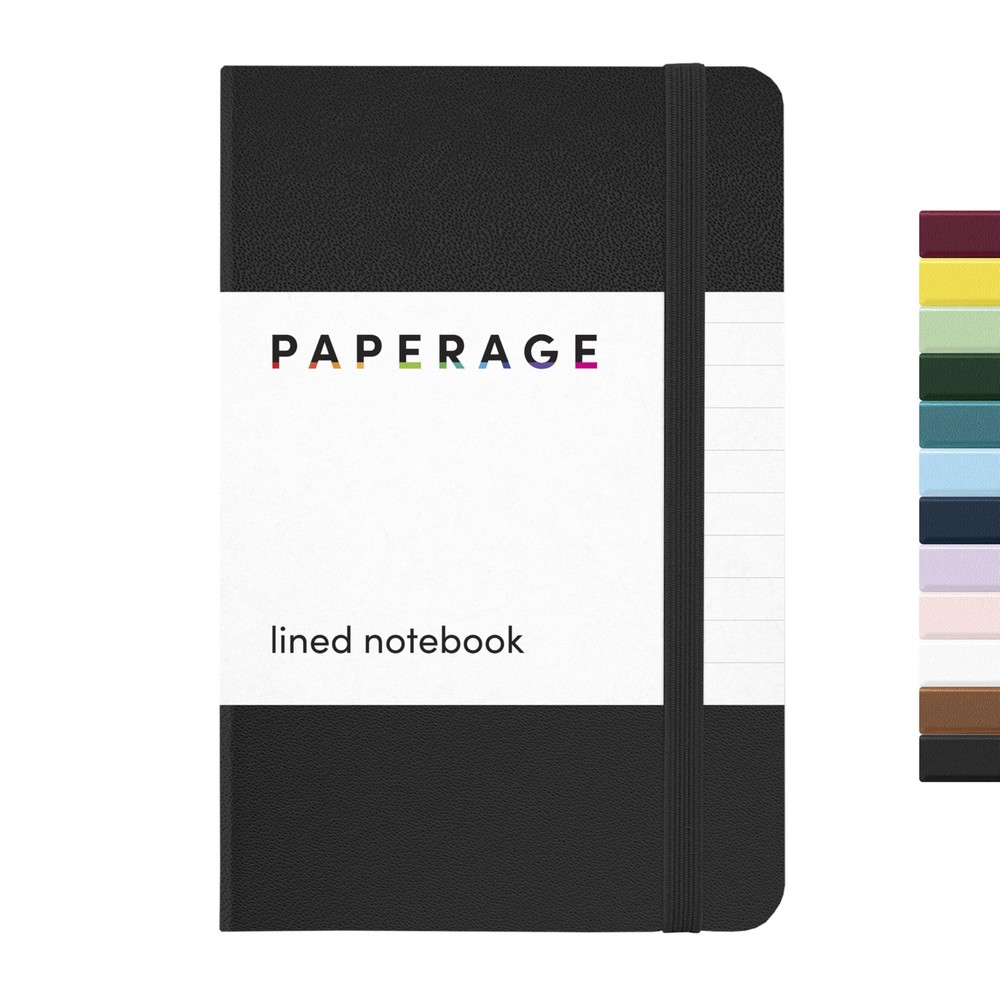 PAPERAGE Lined Pocket Journal Notebook, 1 Pack, Black, 160 Pages, Small, 3.6 ...